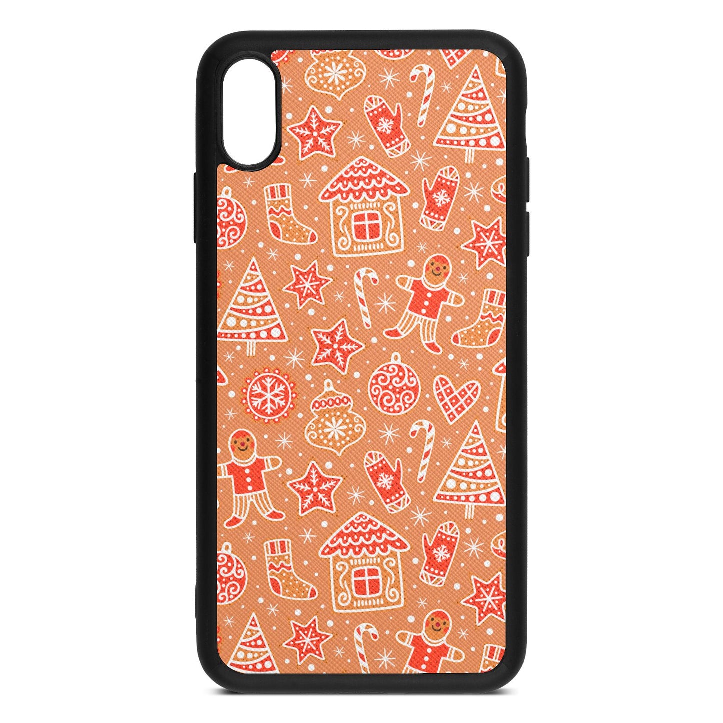 Christmas Gingerbread Orange Saffiano Leather iPhone Xs Max Case
