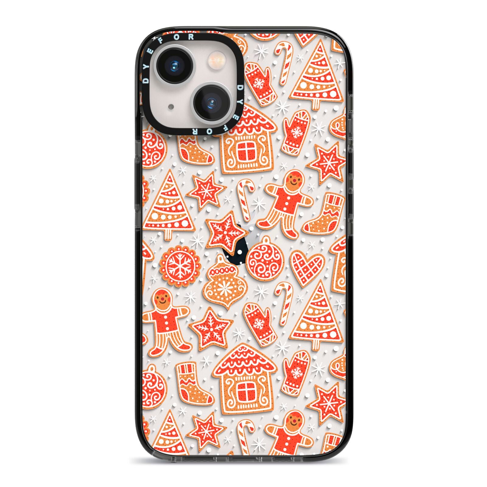 Christmas Gingerbread iPhone 13 Black Impact Case on Silver phone