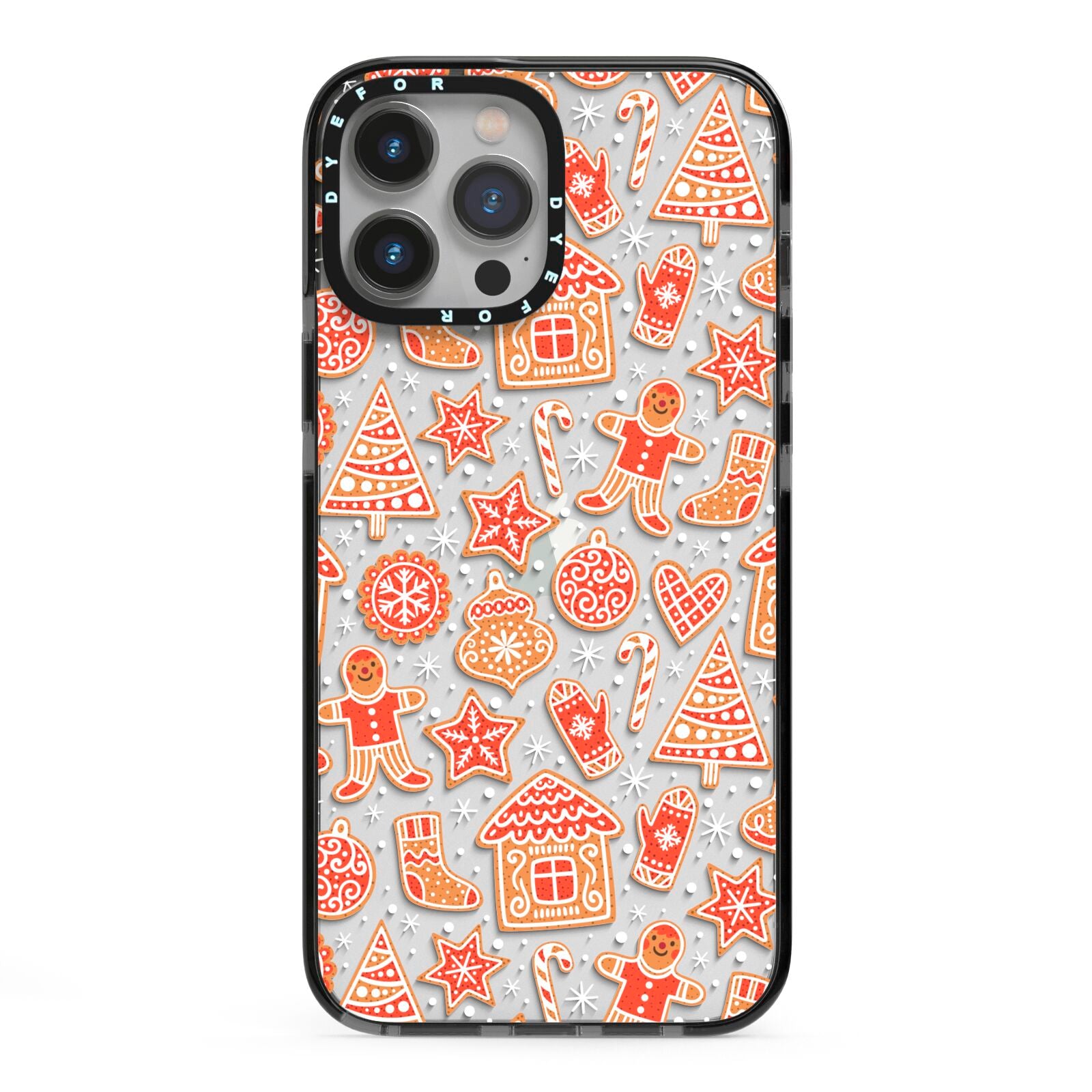 Christmas Gingerbread iPhone 13 Pro Max Black Impact Case on Silver phone