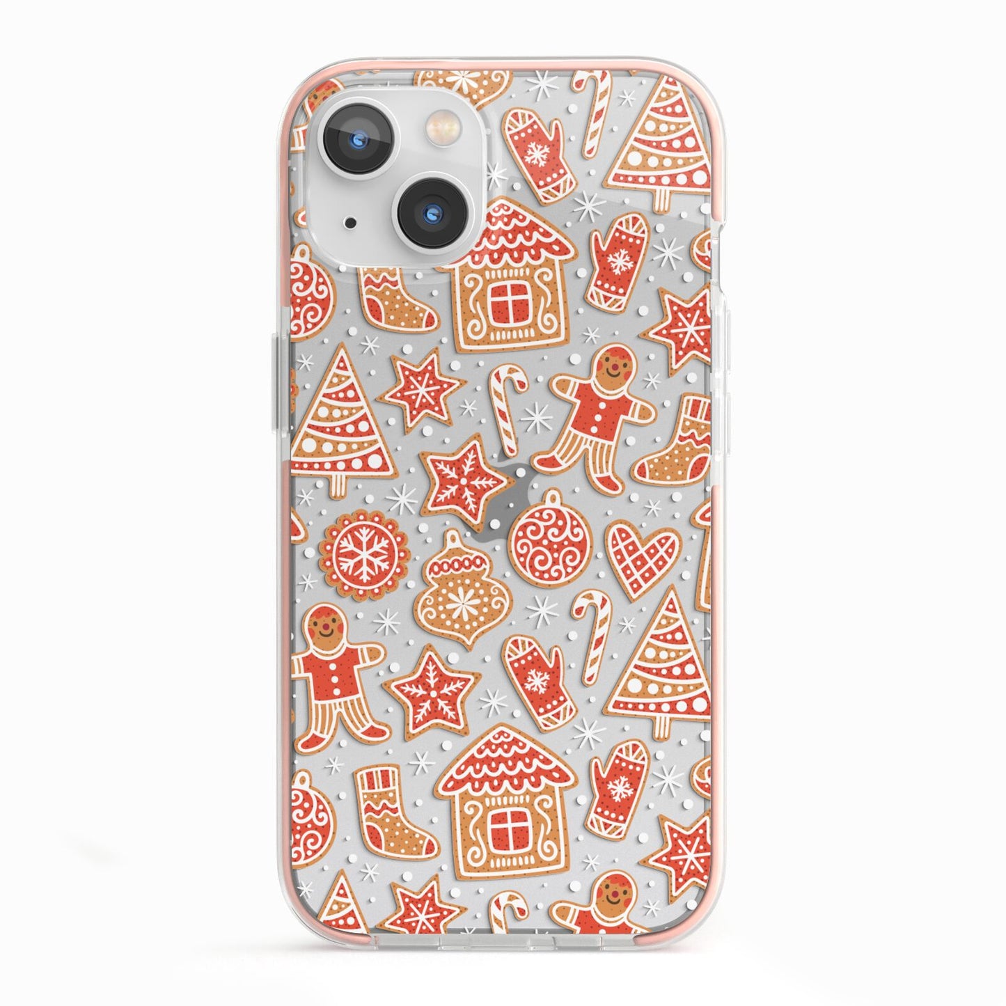 Christmas Gingerbread iPhone 13 TPU Impact Case with Pink Edges