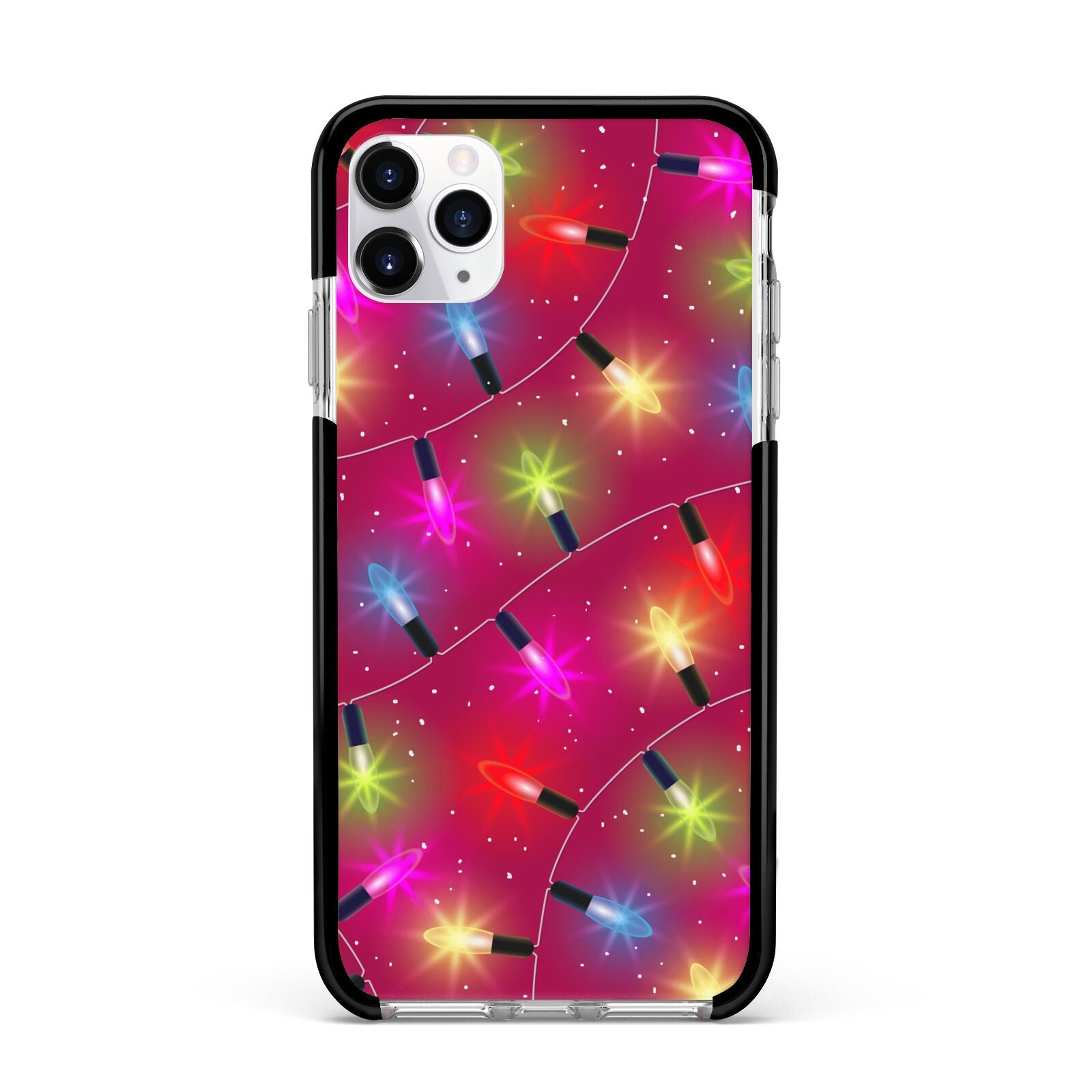 Christmas Lights Apple iPhone 11 Pro Max in Silver with Black Impact Case