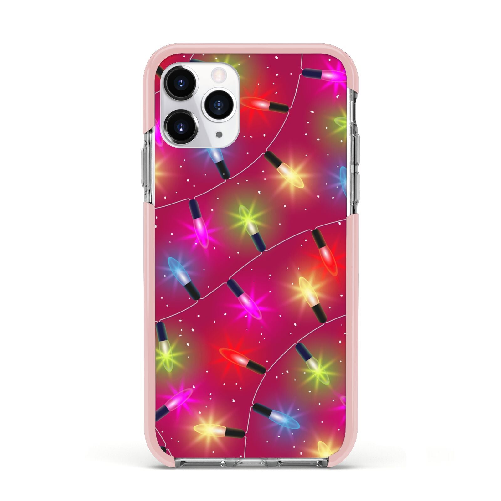 Christmas Lights Apple iPhone 11 Pro in Silver with Pink Impact Case
