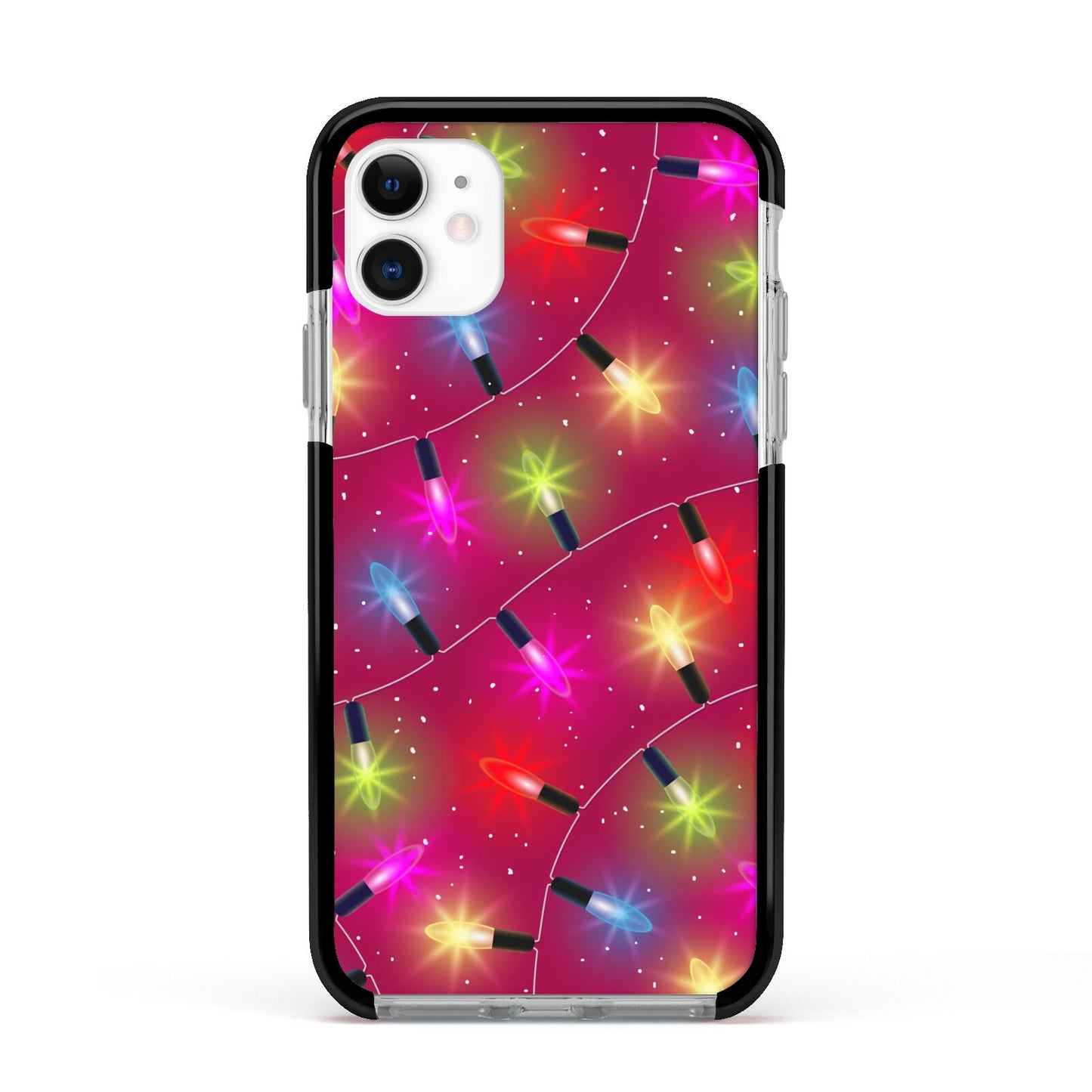 Christmas Lights Apple iPhone 11 in White with Black Impact Case