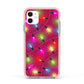 Christmas Lights Apple iPhone 11 in White with Pink Impact Case