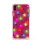 Christmas Lights Apple iPhone Xs Max Impact Case Pink Edge on Gold Phone