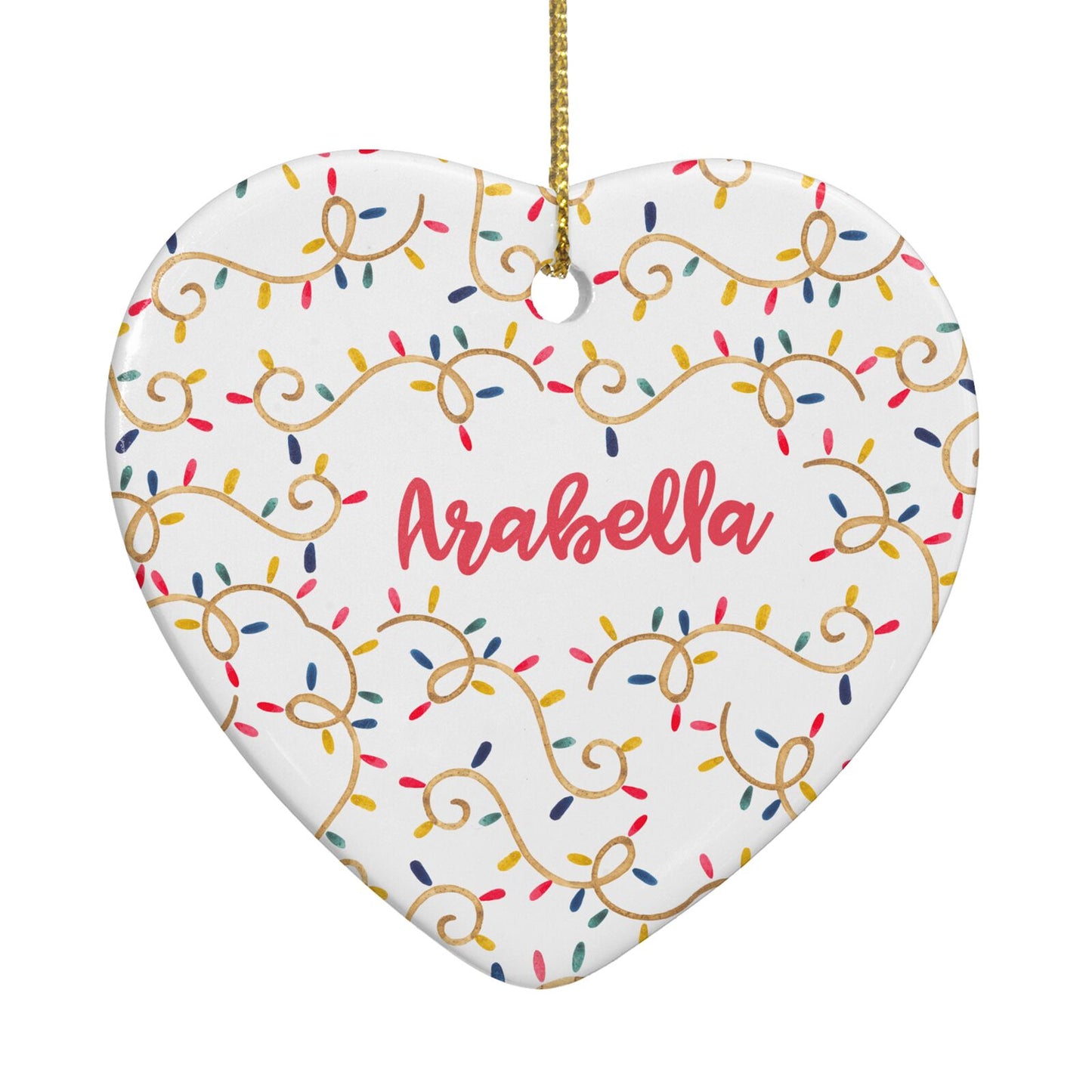 Christmas Lights Pattern Custom Heart Decoration Back Image