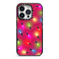 Christmas Lights iPhone 14 Pro Black Impact Case on Silver phone