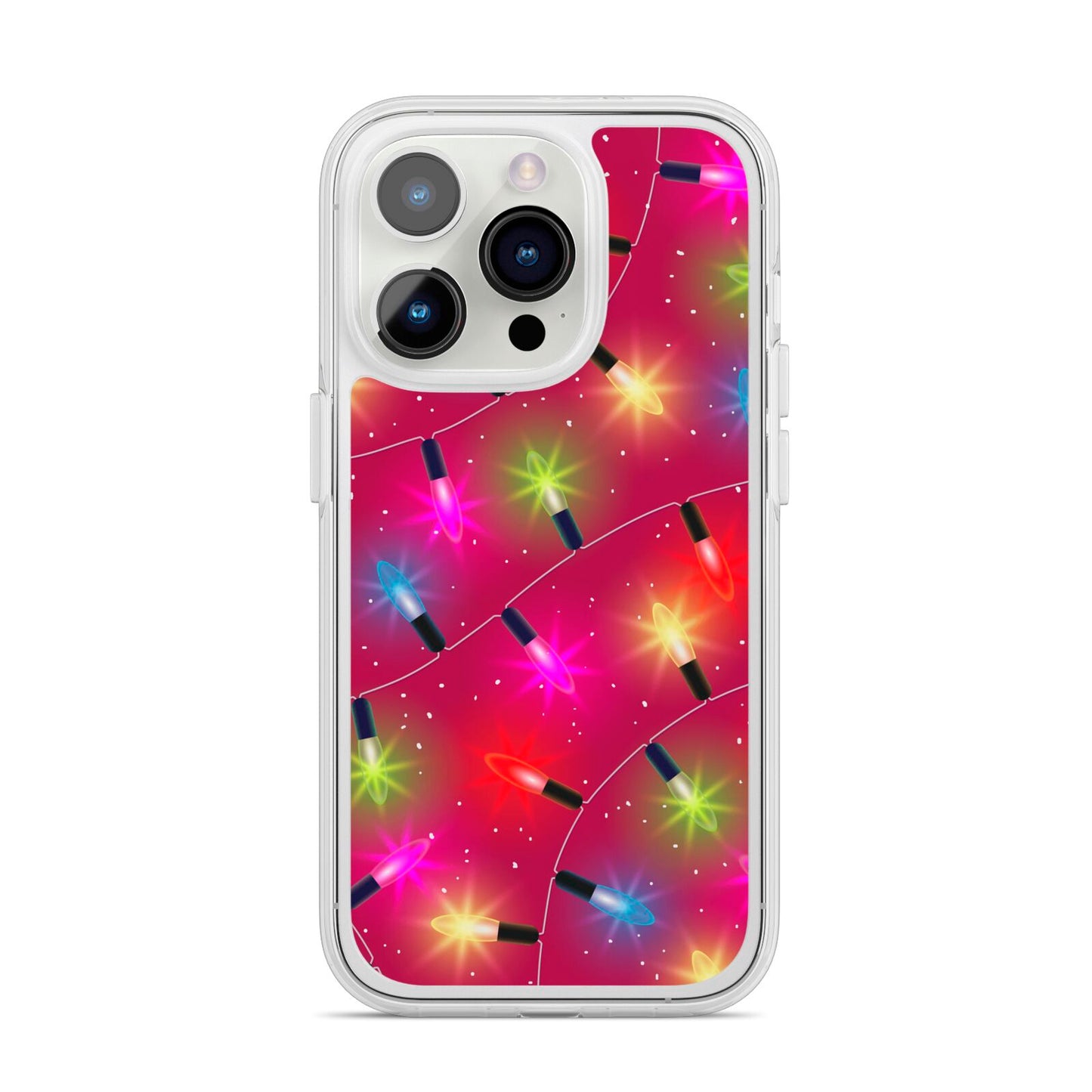 Christmas Lights iPhone 14 Pro Clear Tough Case Silver