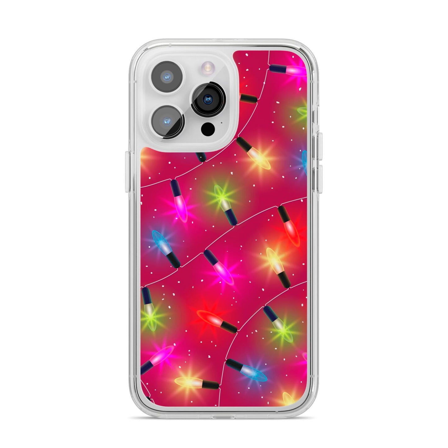 Christmas Lights iPhone 14 Pro Max Clear Tough Case Silver