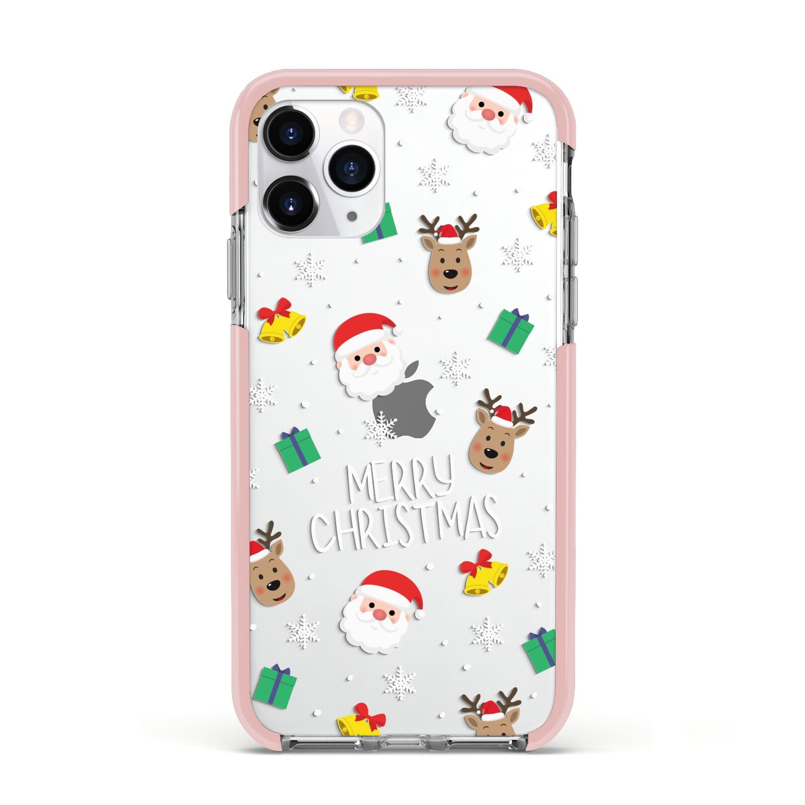 Christmas Pattern Apple iPhone 11 Pro in Silver with Pink Impact Case