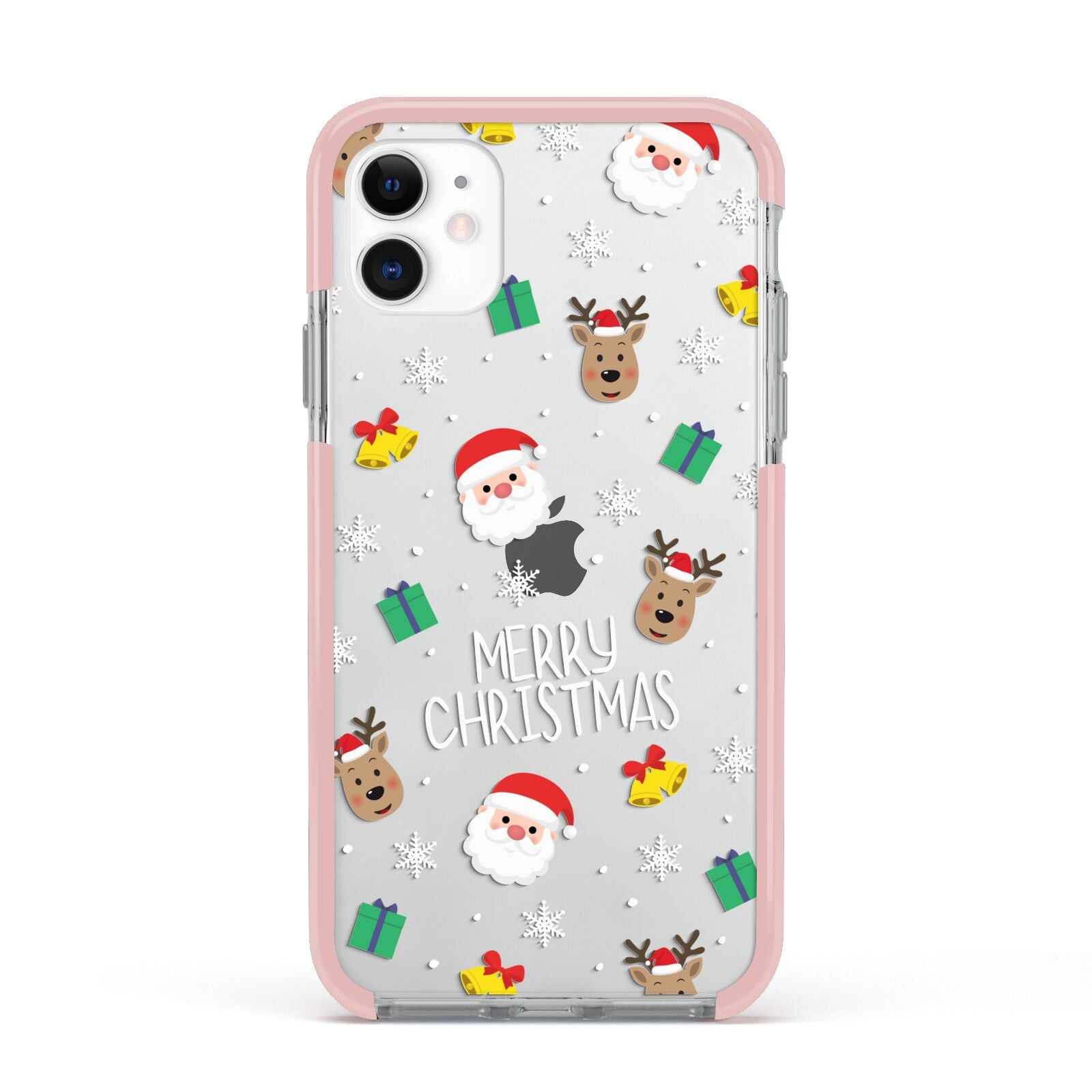 Christmas Pattern Apple iPhone 11 in White with Pink Impact Case