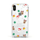 Christmas Pattern Apple iPhone Xs Impact Case White Edge on Silver Phone