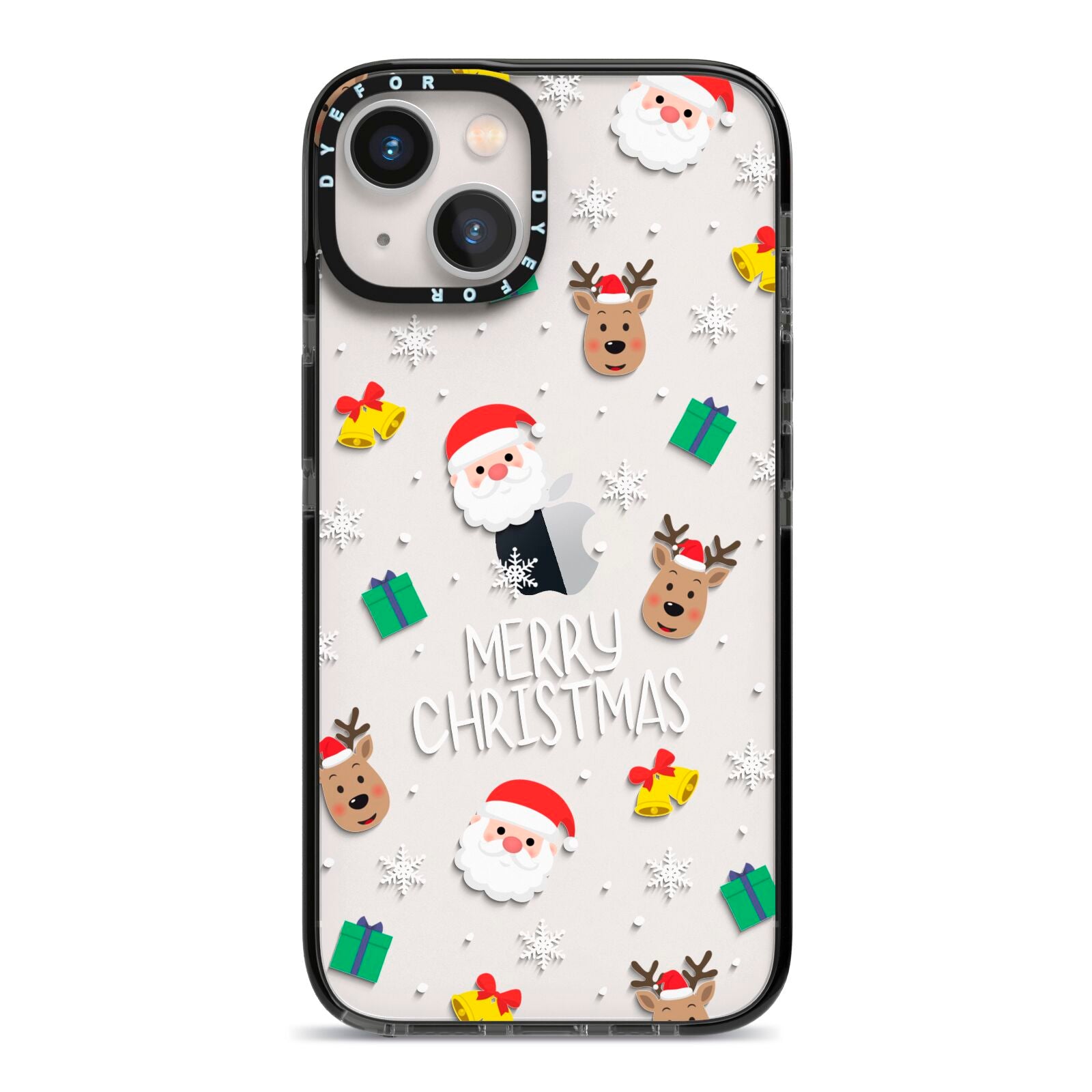 Christmas Pattern iPhone 13 Black Impact Case on Silver phone