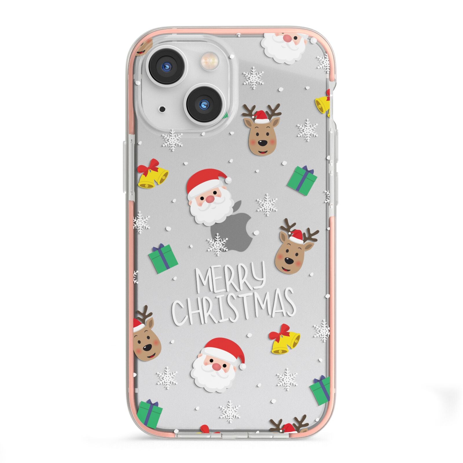 Christmas Pattern iPhone 13 Mini TPU Impact Case with Pink Edges