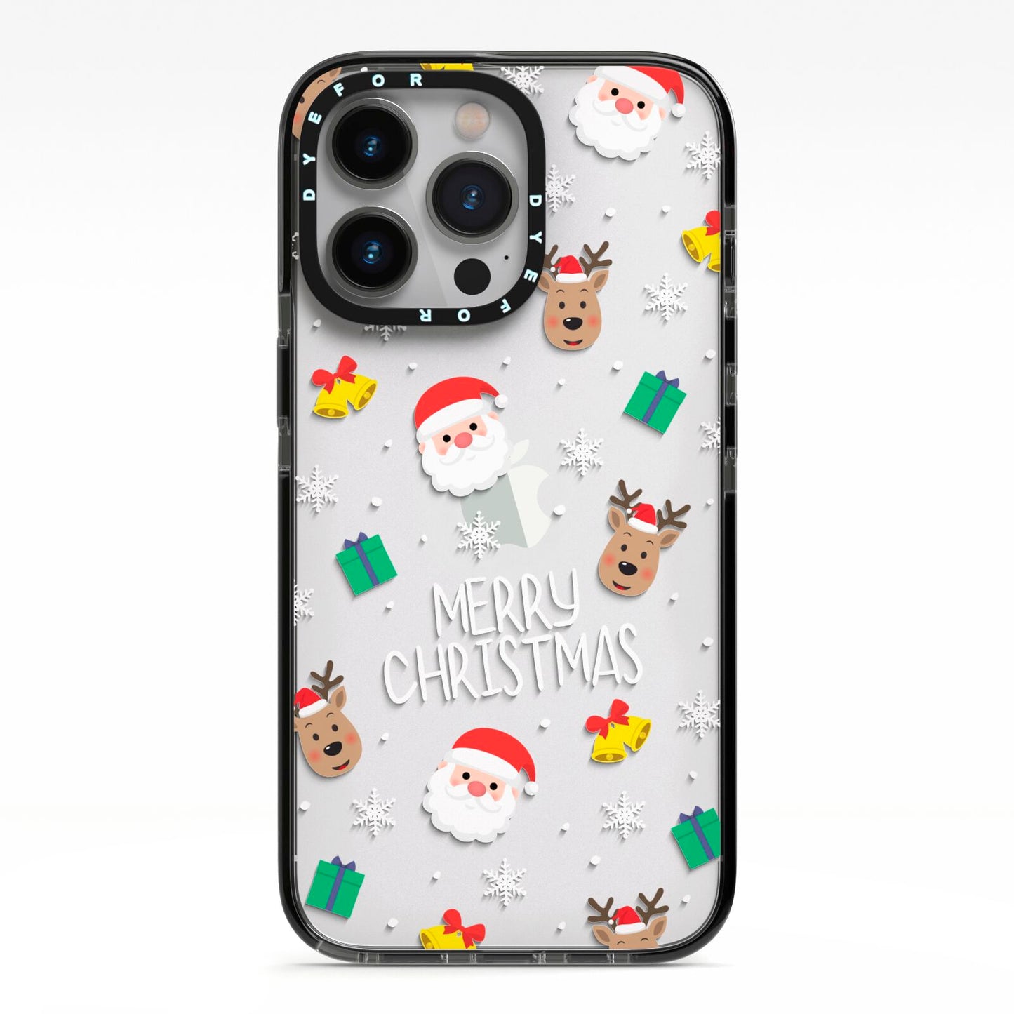Christmas Pattern iPhone 13 Pro Black Impact Case on Silver phone