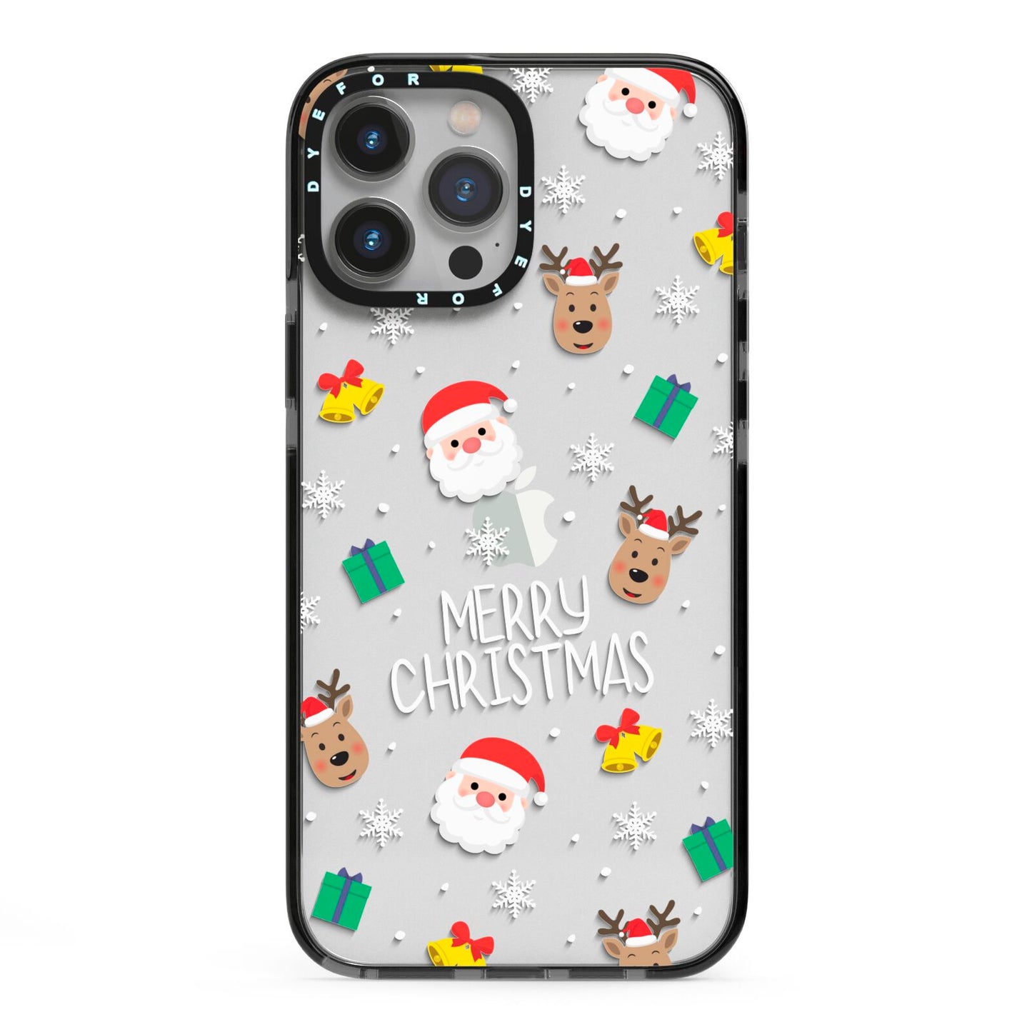 Christmas Pattern iPhone 13 Pro Max Black Impact Case on Silver phone