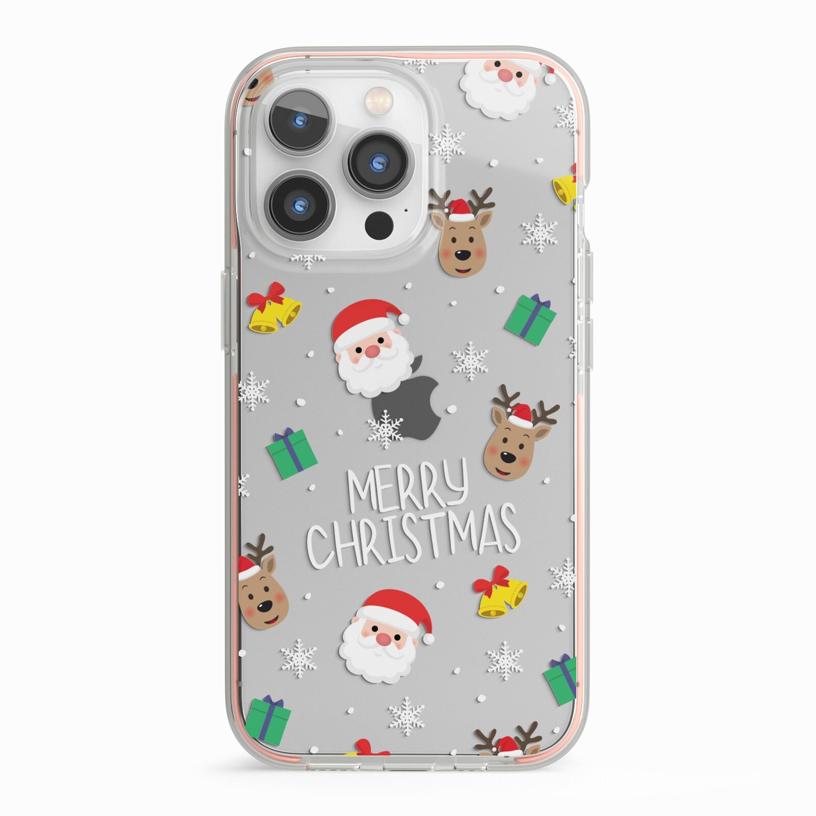 Christmas Pattern iPhone 13 Pro TPU Impact Case with Pink Edges