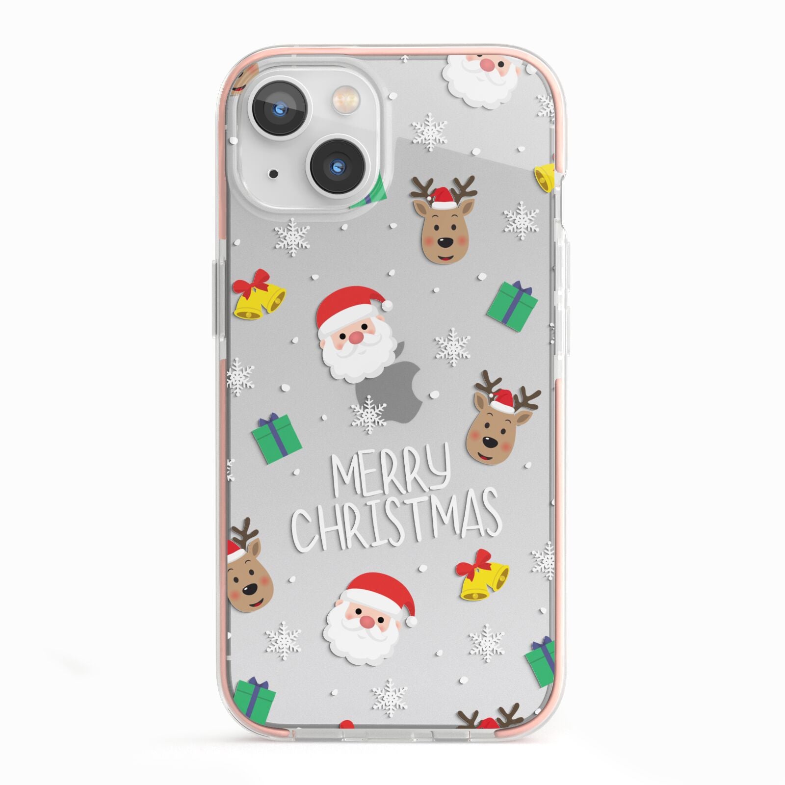 Christmas Pattern iPhone 13 TPU Impact Case with Pink Edges