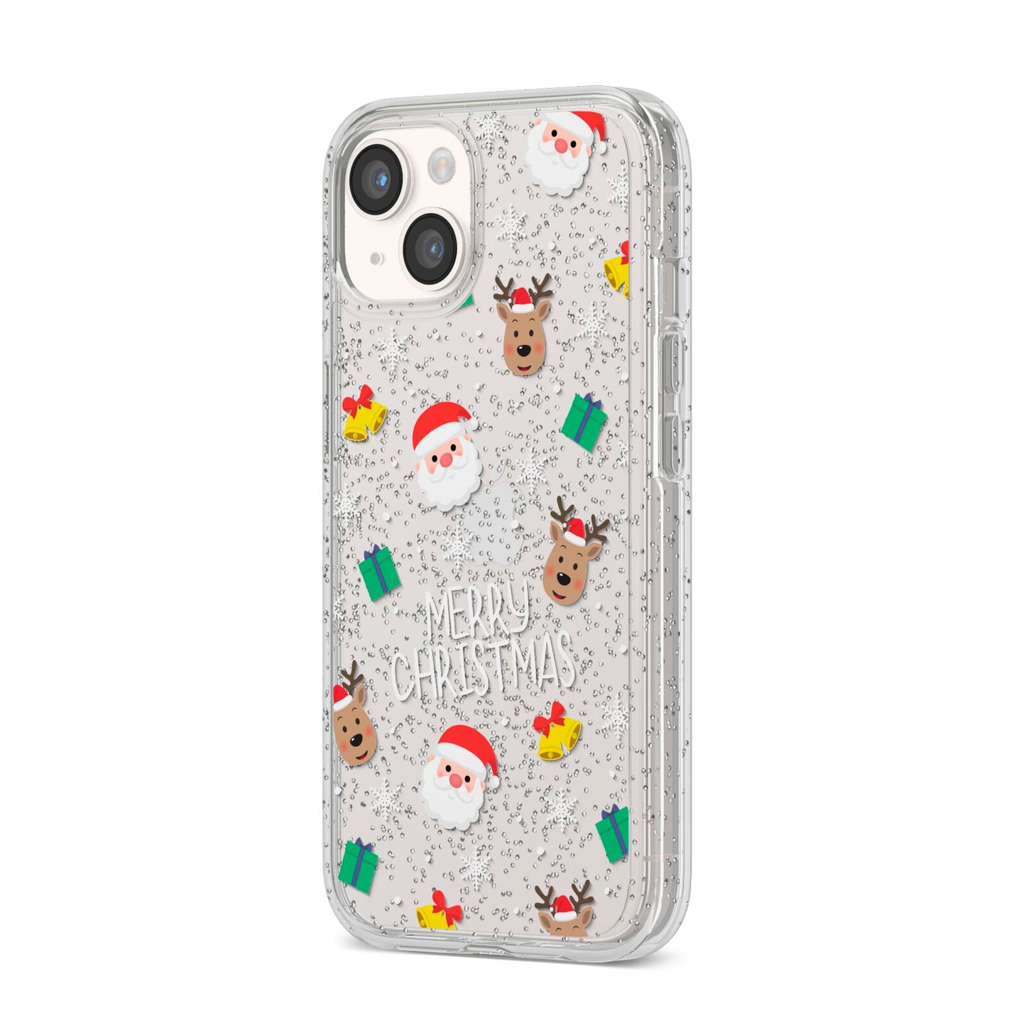 Christmas Pattern iPhone 14 Glitter Tough Case Starlight Angled Image