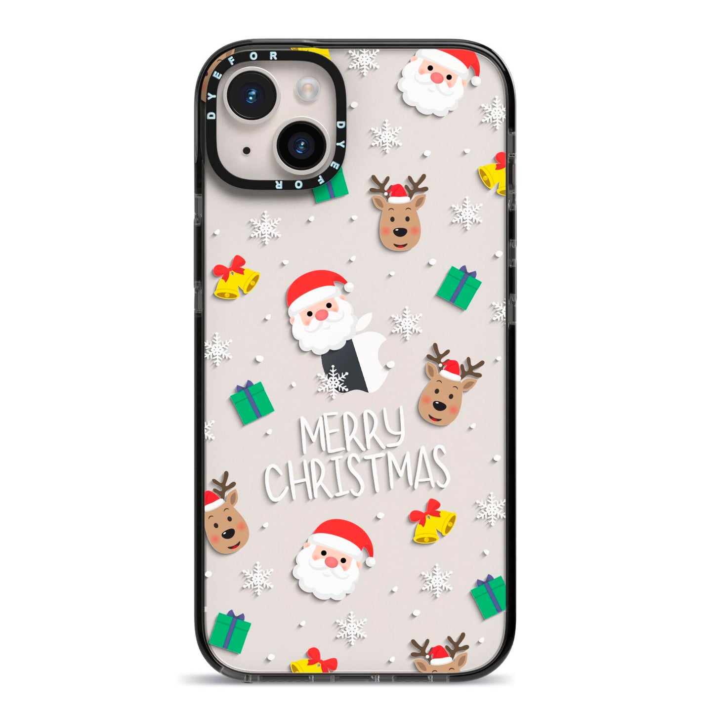 Christmas Pattern iPhone 14 Plus Black Impact Case on Silver phone