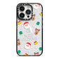 Christmas Pattern iPhone 14 Pro Black Impact Case on Silver phone