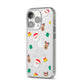 Christmas Pattern iPhone 14 Pro Clear Tough Case Silver Angled Image