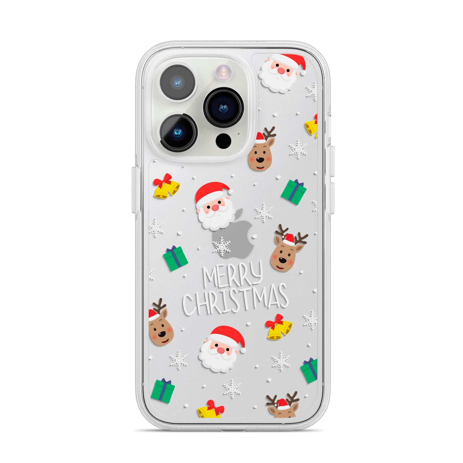Christmas Pattern iPhone 14 Pro Clear Tough Case Silver