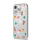 Christmas Pattern iPhone 14 Pro Max Clear Tough Case Silver Angled Image