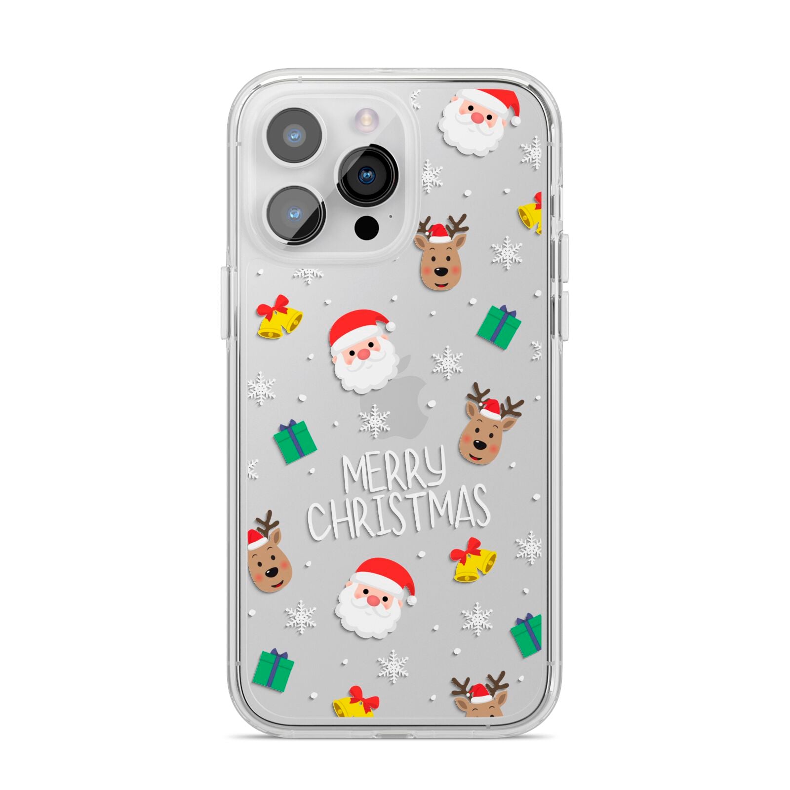 Christmas Pattern iPhone 14 Pro Max Clear Tough Case Silver