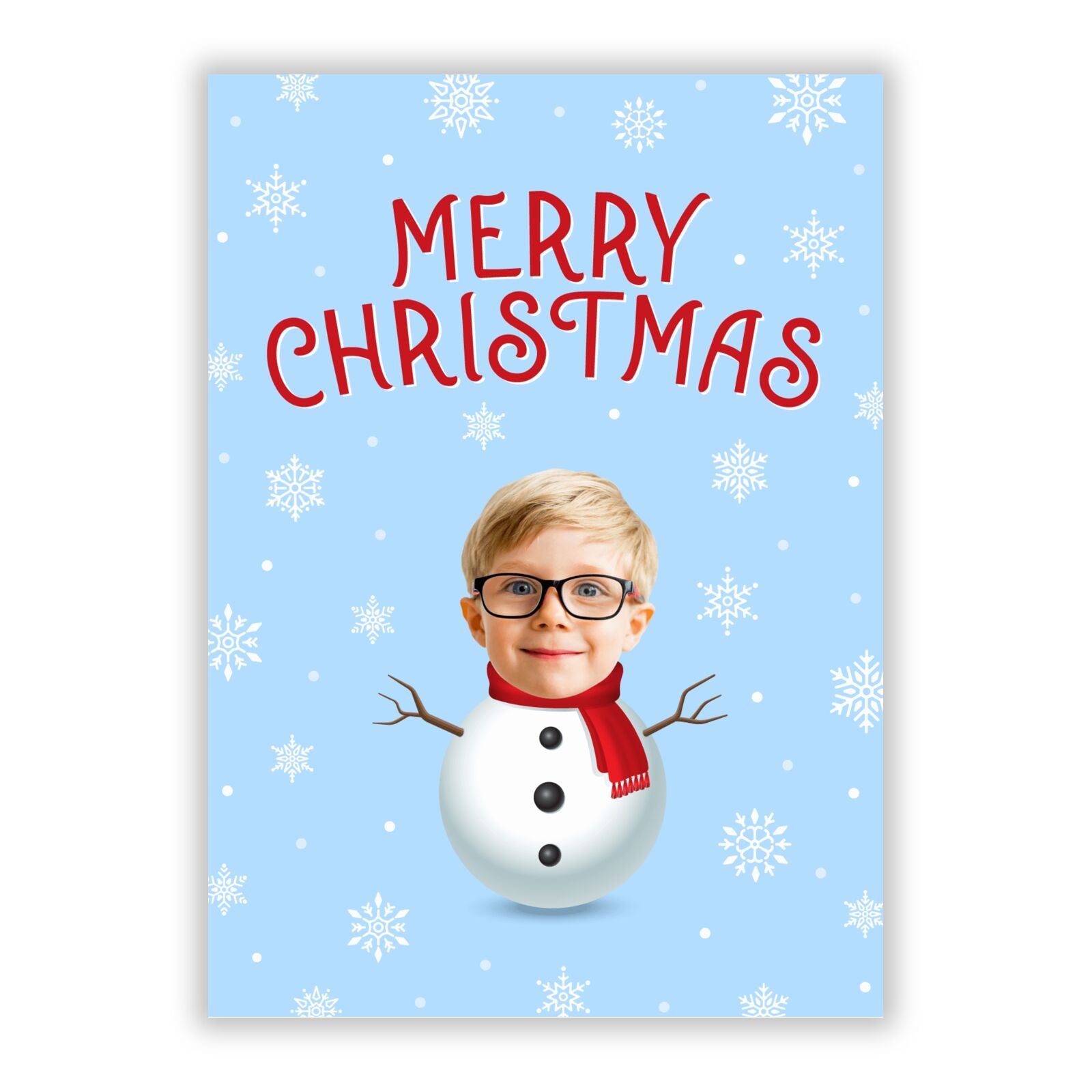 Christmas Snowman Face A5 Flat Greetings Card