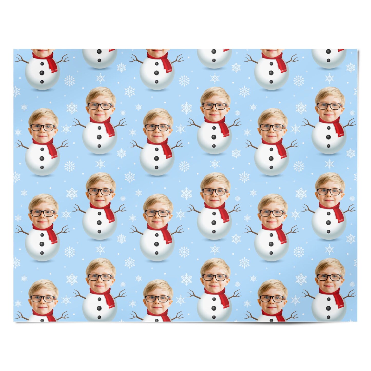 Christmas Snowman Face Personalised Wrapping Paper Alternative