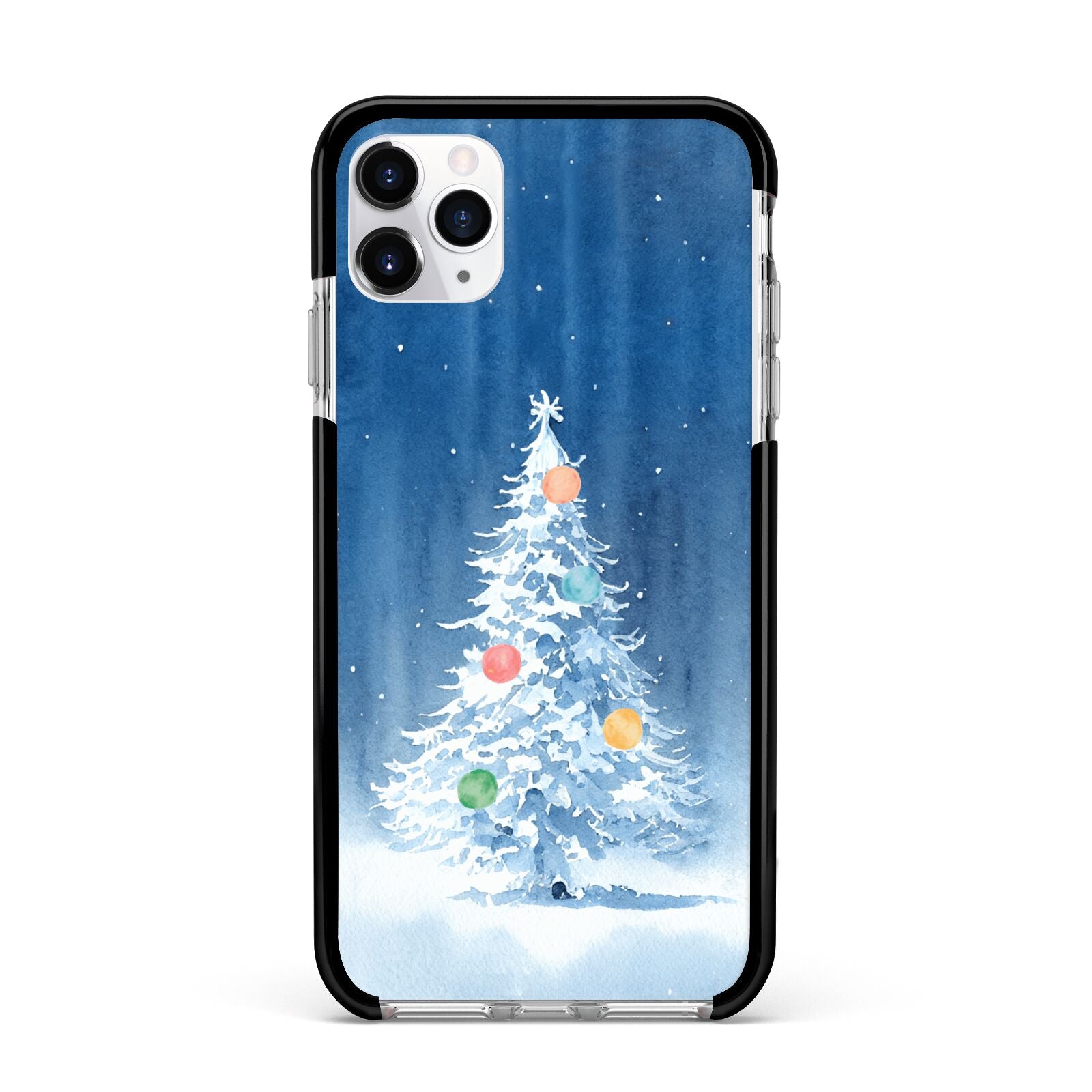 Christmas Tree Apple iPhone 11 Pro Max in Silver with Black Impact Case