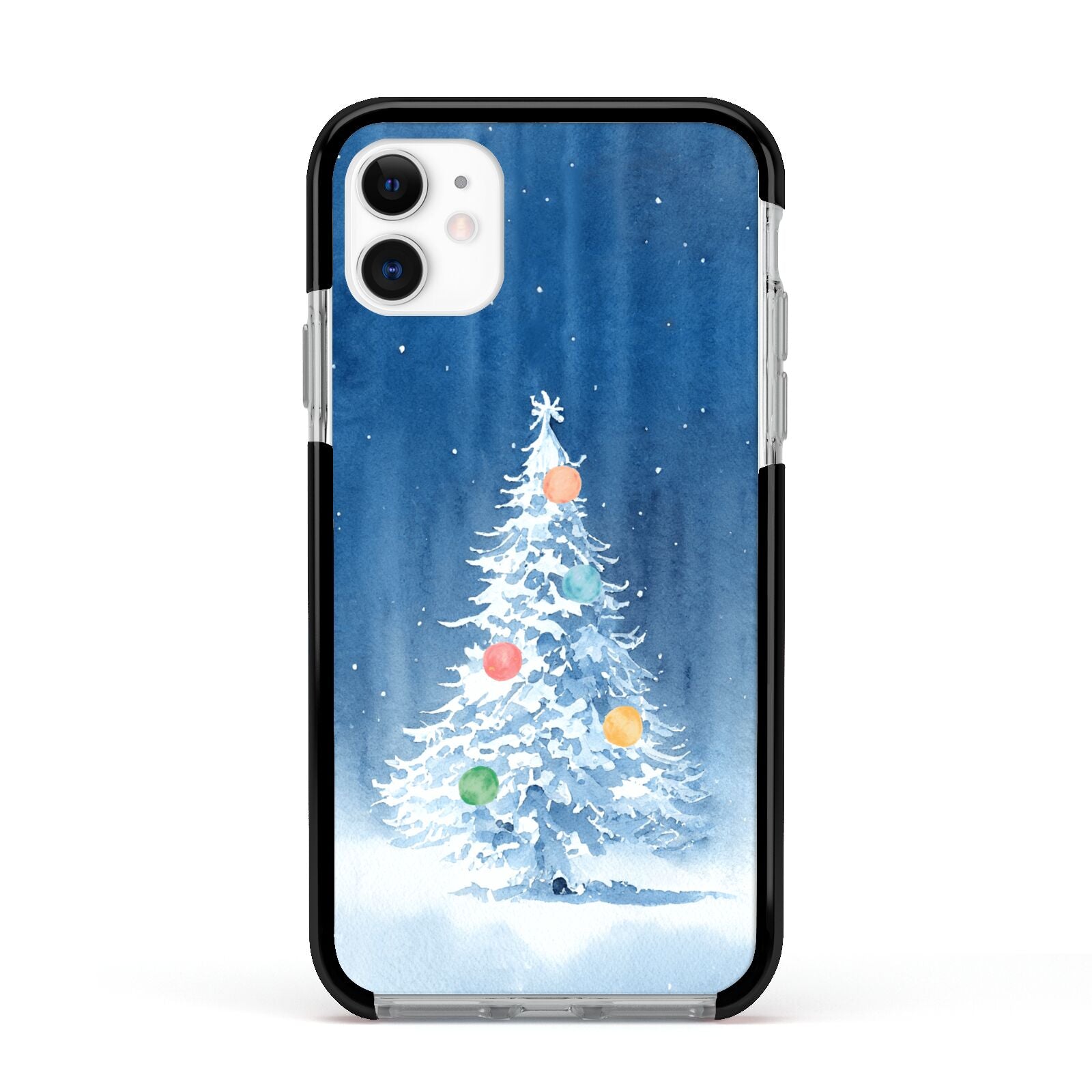 Christmas Tree Apple iPhone 11 in White with Black Impact Case
