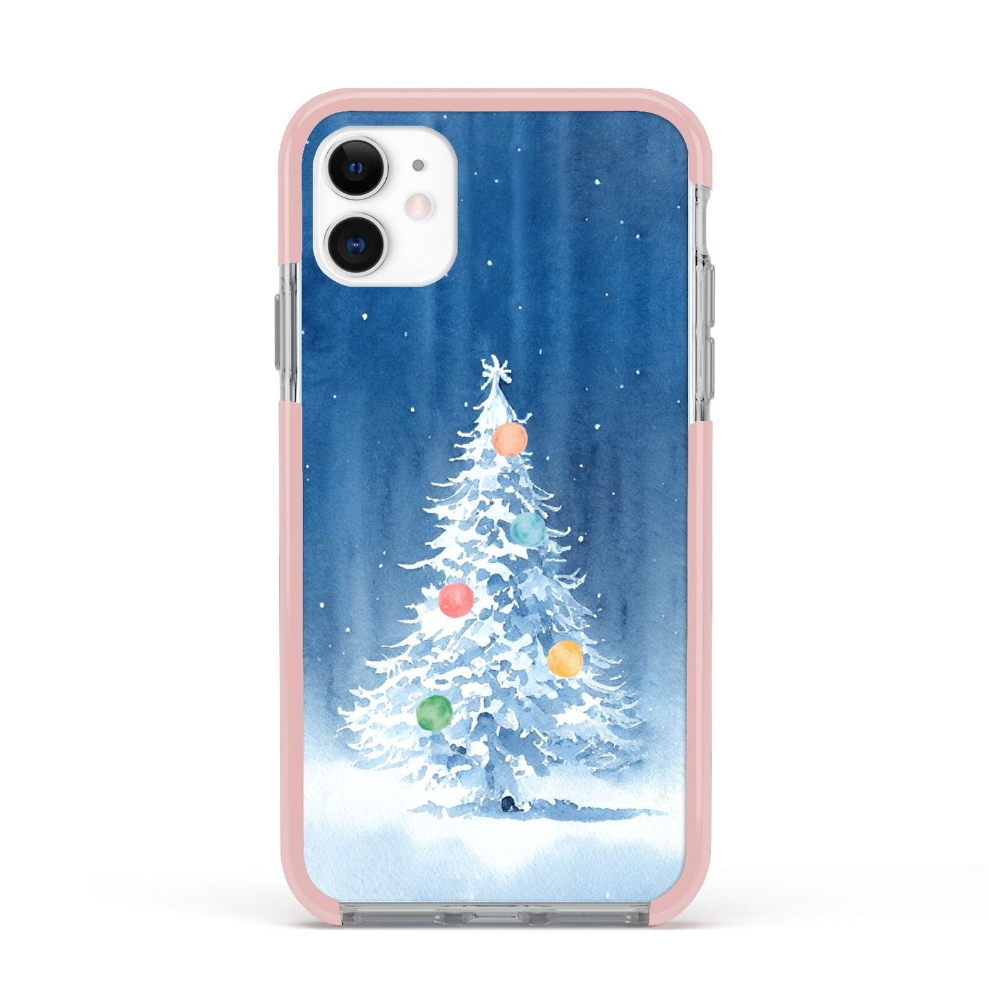 Christmas Tree Apple iPhone 11 in White with Pink Impact Case