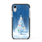 Christmas Tree Apple iPhone XR Impact Case Black Edge on Silver Phone