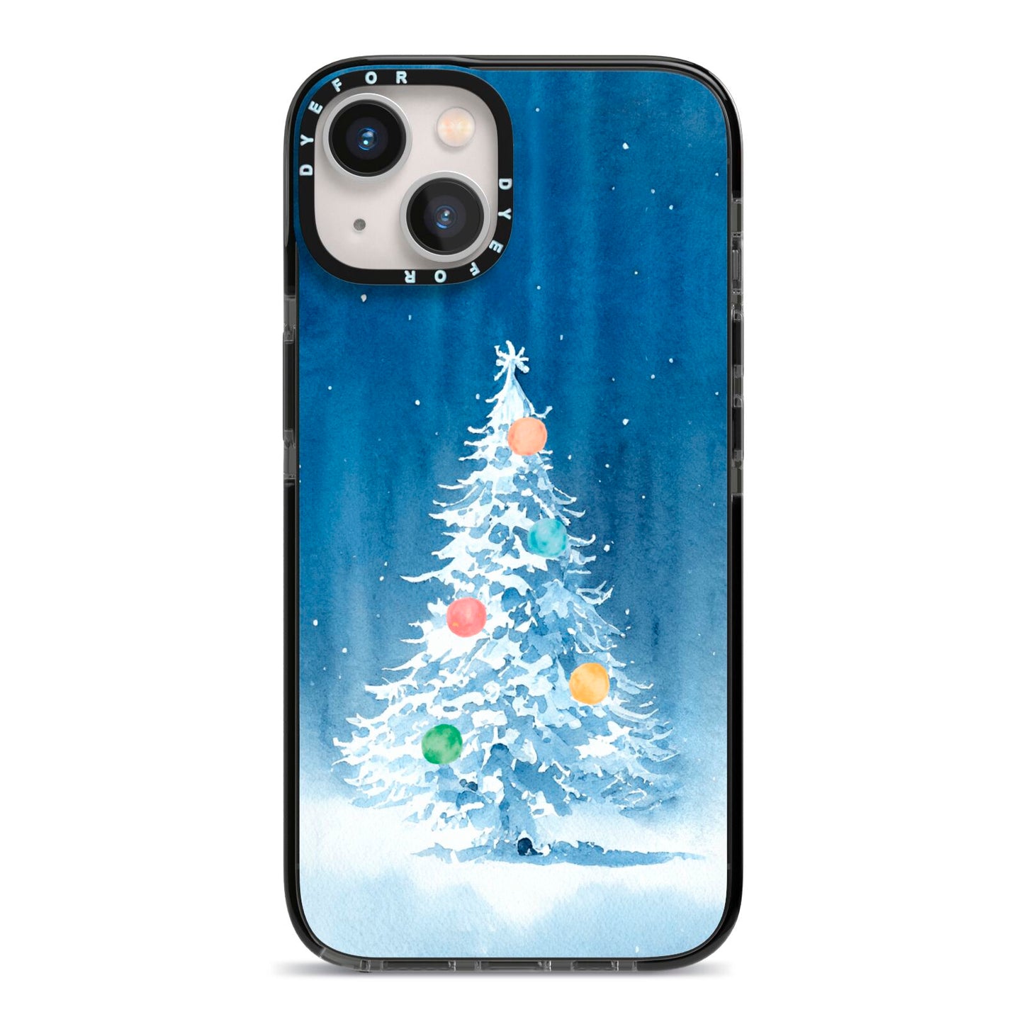 Christmas Tree iPhone 13 Black Impact Case on Silver phone