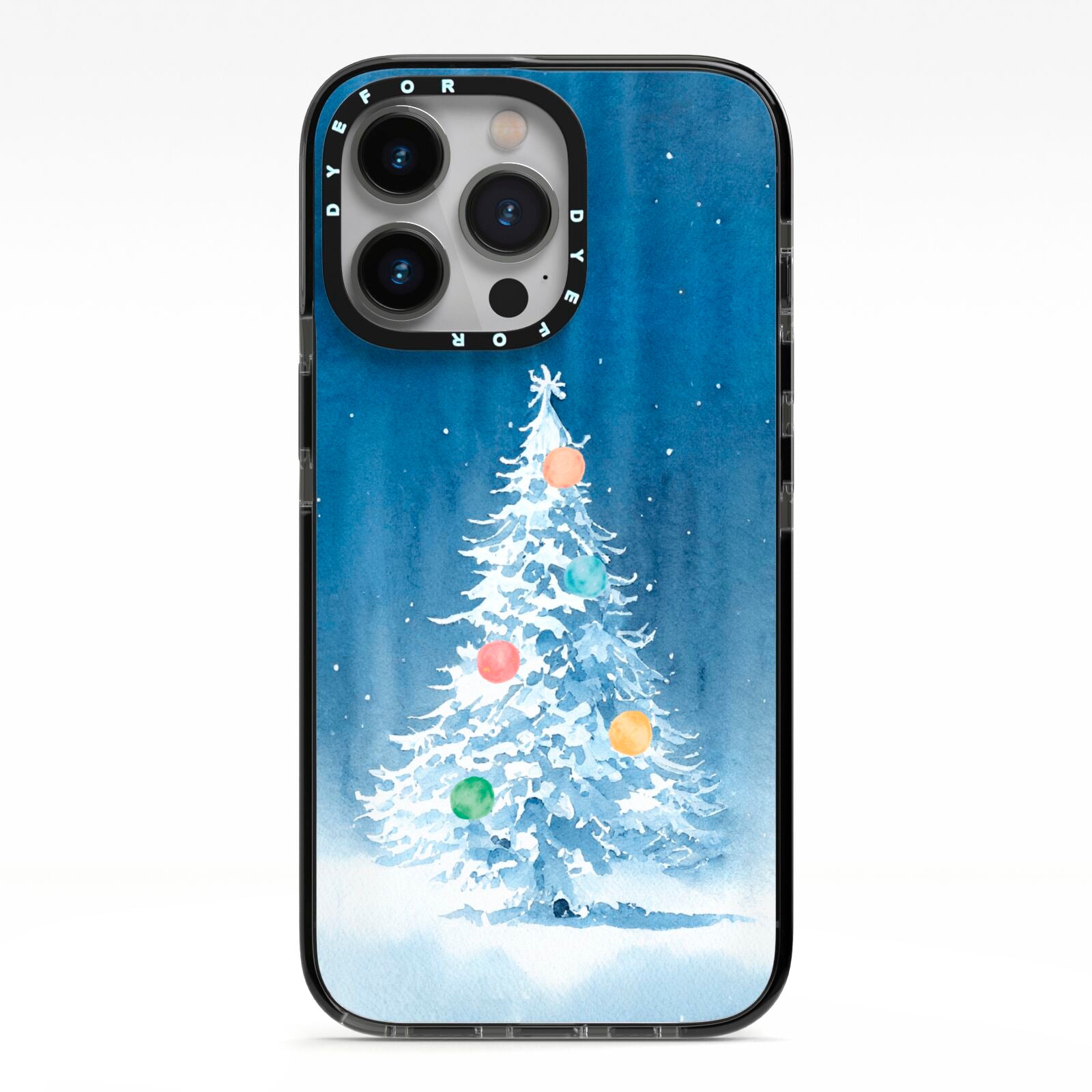 Christmas Tree iPhone 13 Pro Black Impact Case on Silver phone