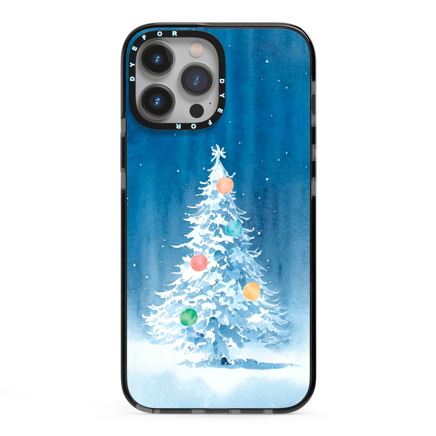 Christmas Tree iPhone 13 Pro Max Black Impact Case on Silver phone