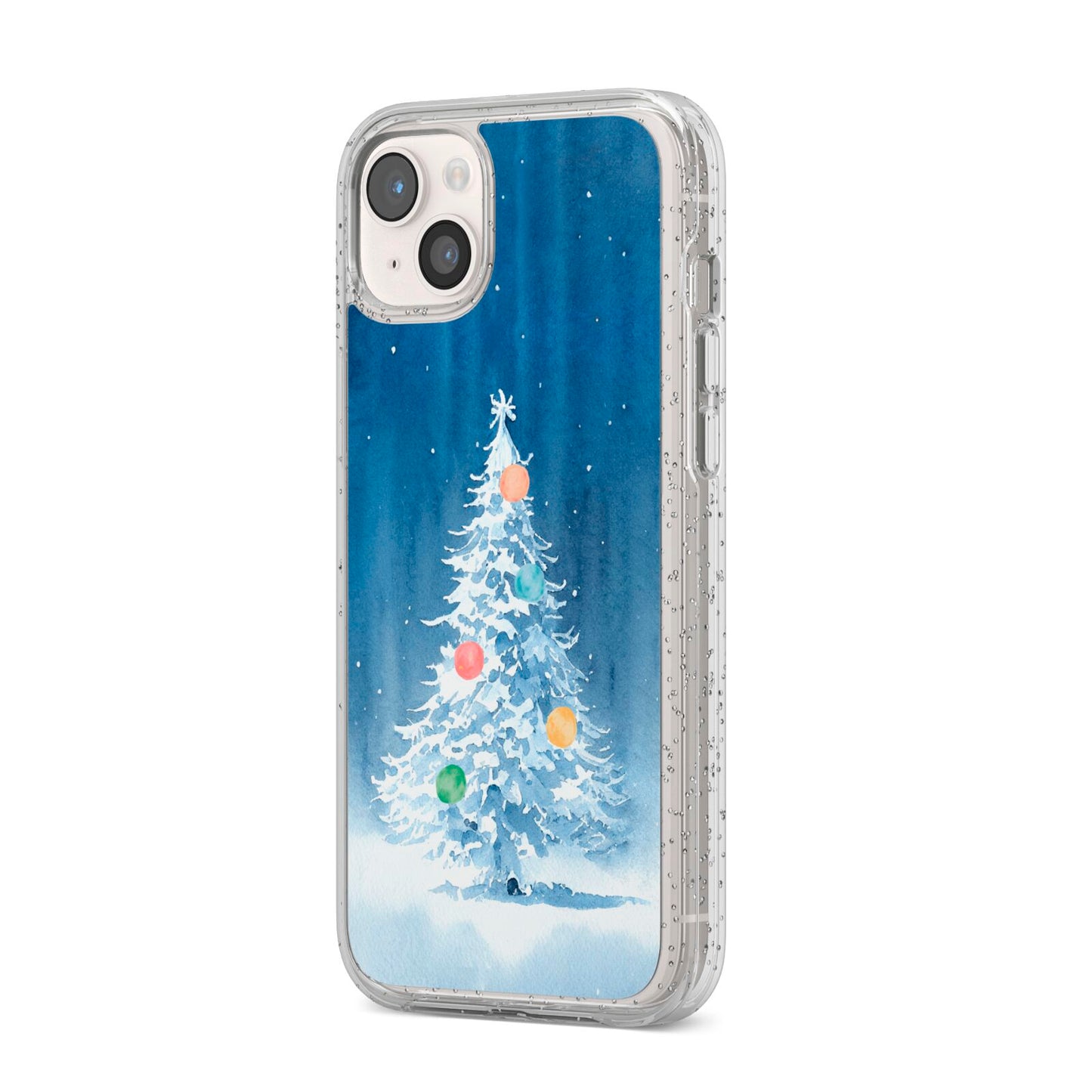 Christmas Tree iPhone 14 Plus Glitter Tough Case Starlight Angled Image
