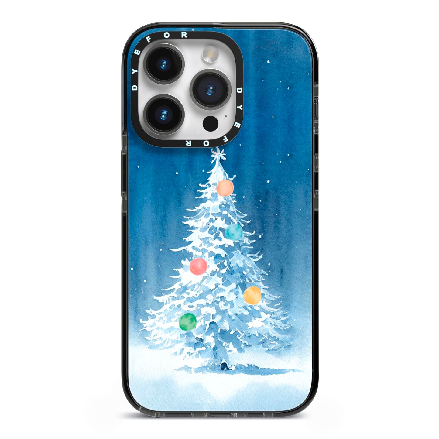 Christmas Tree iPhone 14 Pro Black Impact Case on Silver phone