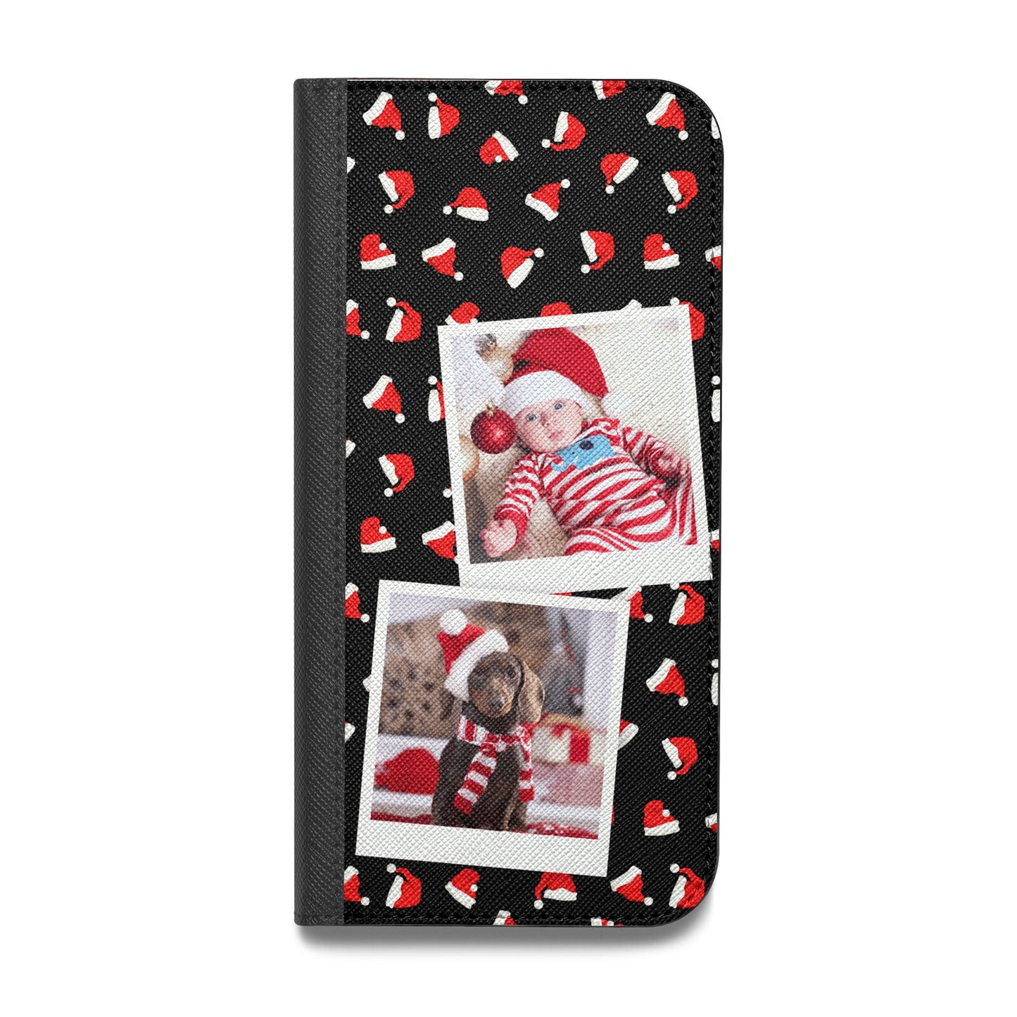 Christmas Two Photo Vegan Leather Flip iPhone Case