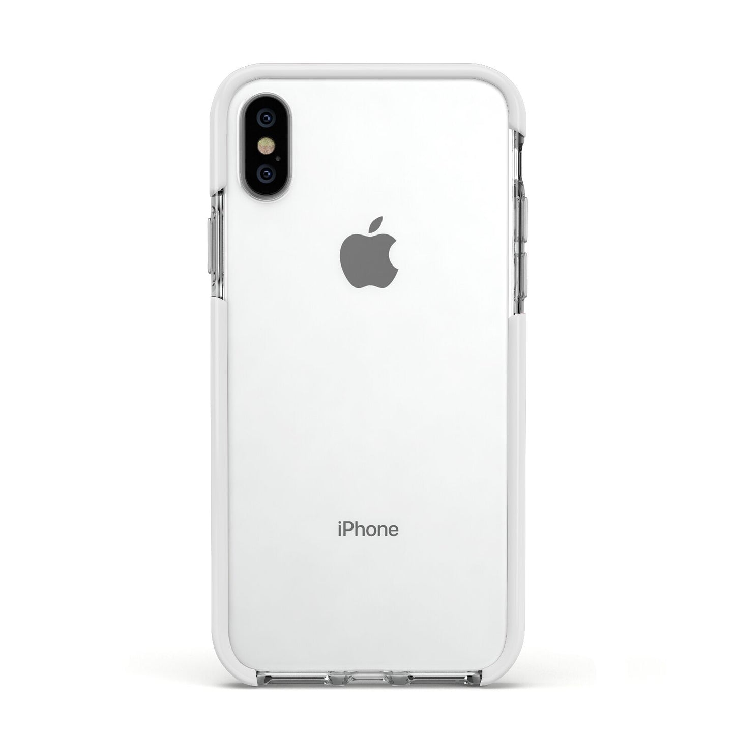Clear Apple iPhone Xs Impact Case White Edge on Silver Phone
