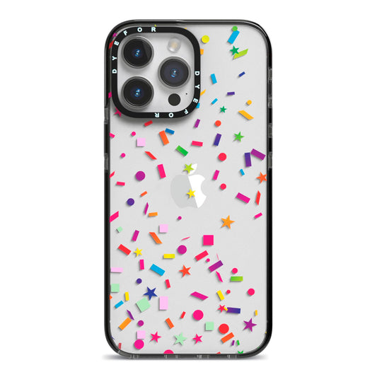 Confetti iPhone 14 Pro Max Black Impact Case on Silver phone