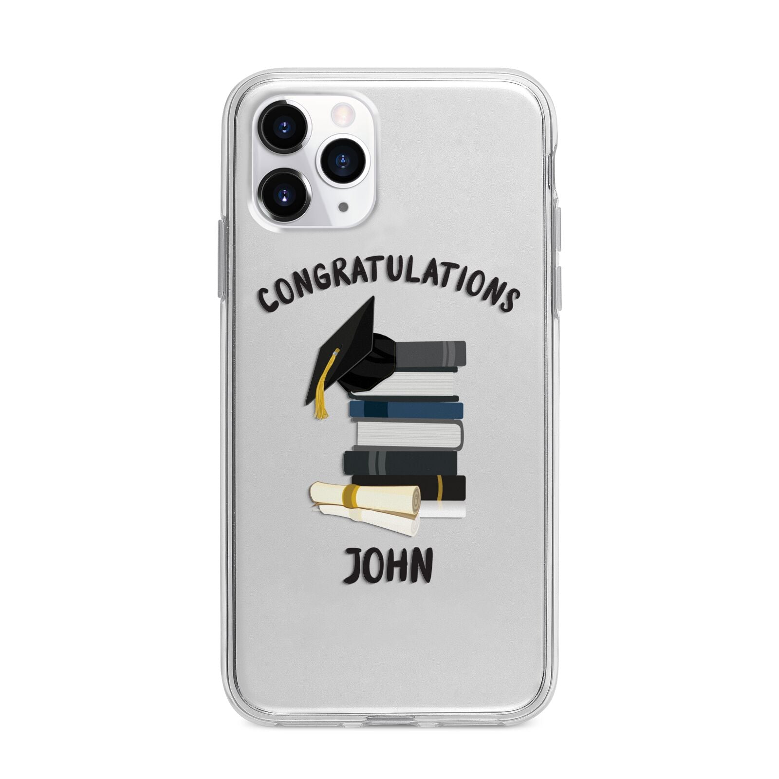 Congratulations Graduate Apple iPhone 11 Pro Max in Silver with Bumper Case