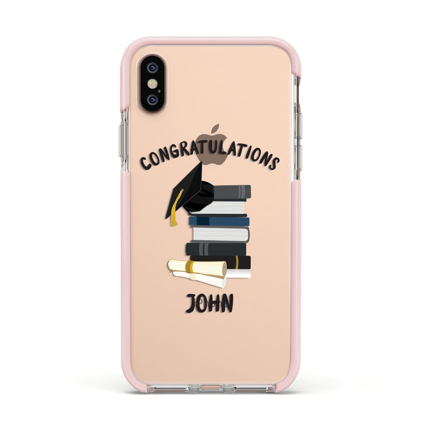Congratulations Graduate Apple iPhone Xs Impact Case Pink Edge on Gold Phone