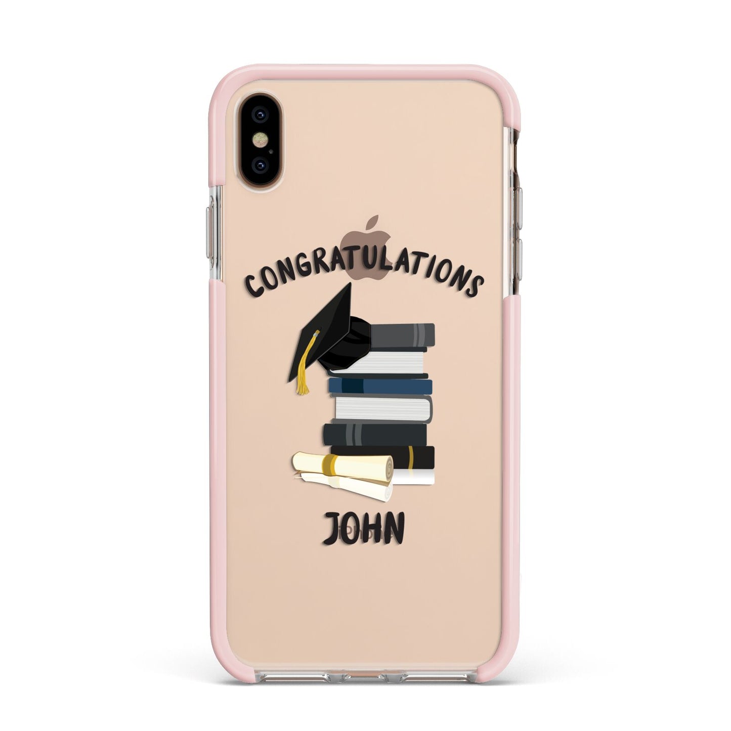 Congratulations Graduate Apple iPhone Xs Max Impact Case Pink Edge on Gold Phone