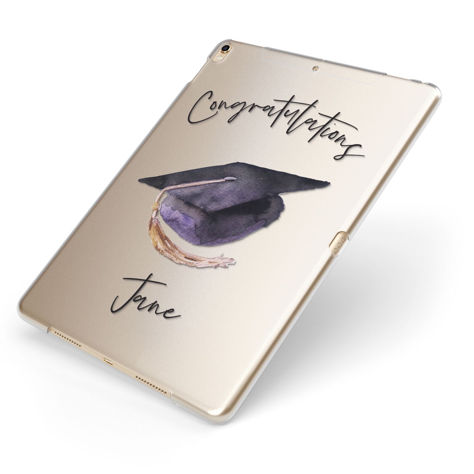 Congratulations Graduate Custom Apple iPad Case on Gold iPad Side View