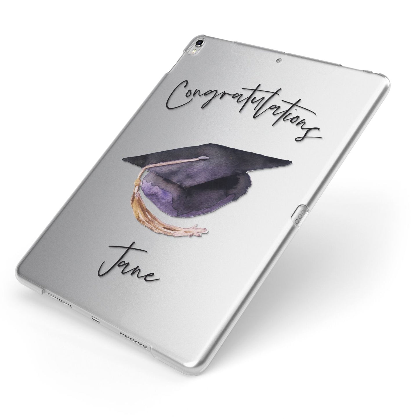 Congratulations Graduate Custom Apple iPad Case on Silver iPad Side View