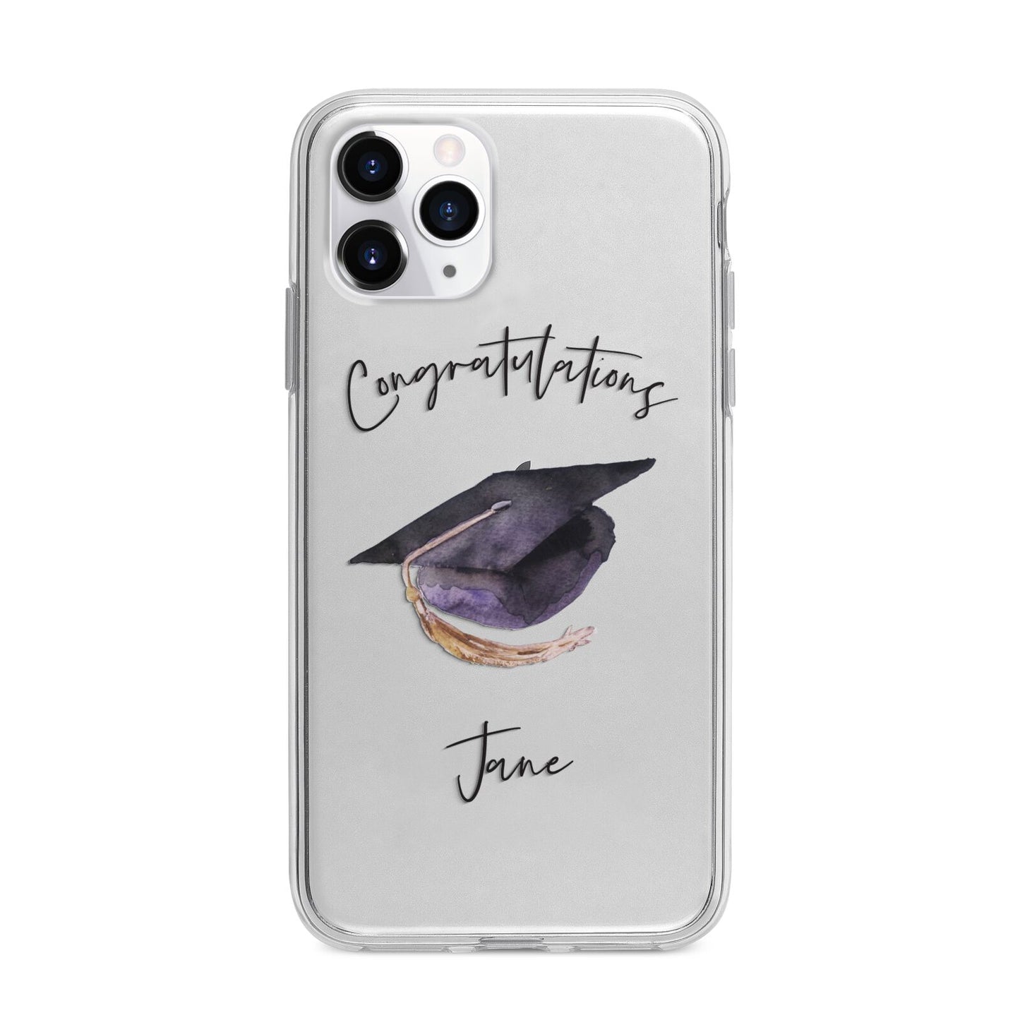 Congratulations Graduate Custom Apple iPhone 11 Pro in Silver with Bumper Case
