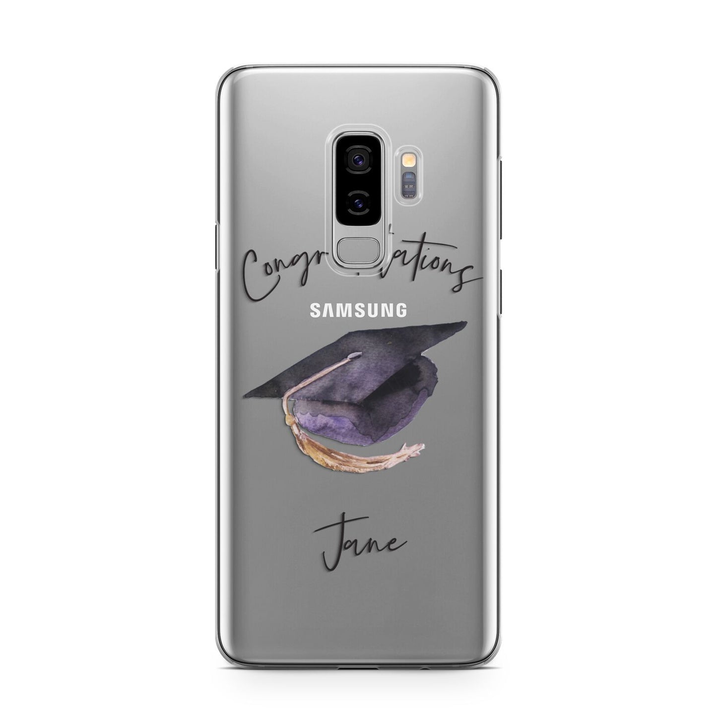 Congratulations Graduate Custom Samsung Galaxy S9 Plus Case on Silver phone